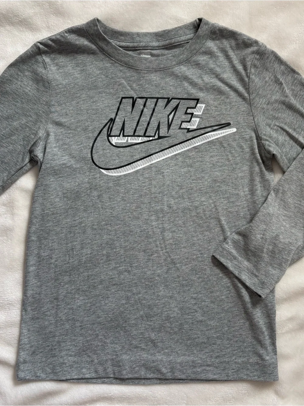 Nike Kid’s Gray Long-Sleeve Logo Shirt